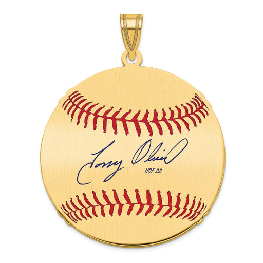 Gold-plating over Sterling Silver Tony Oliva Hall of Fame Signature Large Epoxy Baseball Pendant