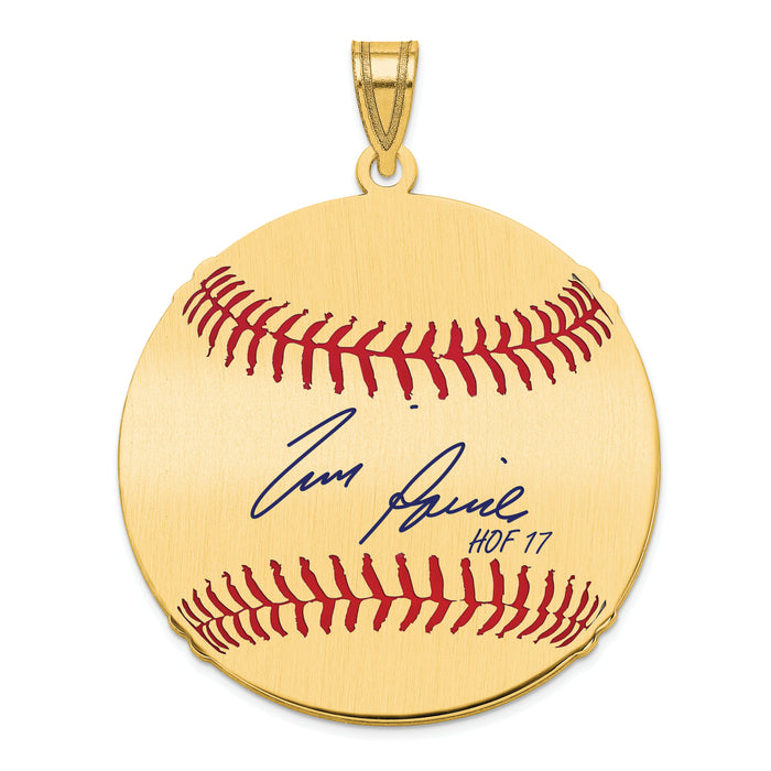 Gold-plating over Sterling Silver Tim Raines Hall of Fame Signature Large Epoxy Baseball Pendant