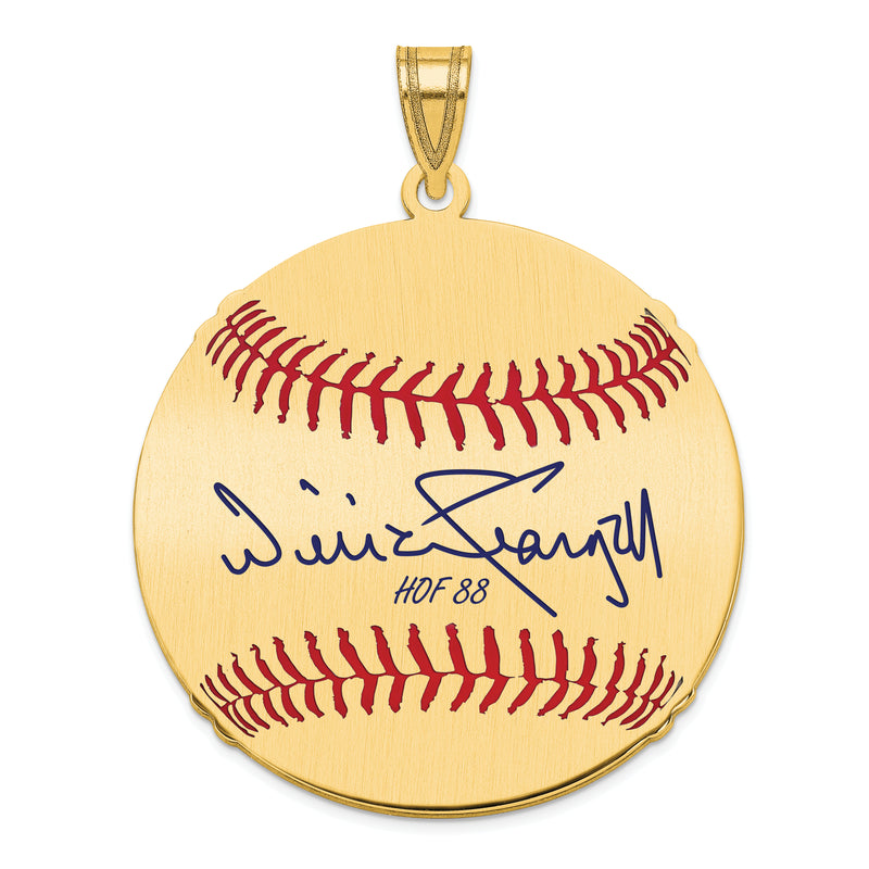 Gold-plating over Sterling Silver Wilver WILLIE Stargell Hall of Fame Signature Large Epoxy Baseball Pendant