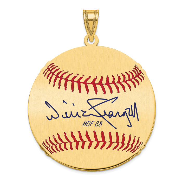 Gold-plating over Sterling Silver Wilver WILLIE Stargell Hall of Fame Signature Large Epoxy Baseball Pendant