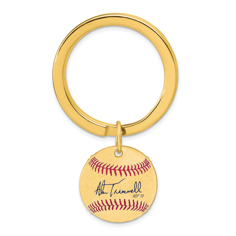 Gold-plating over Sterling Silver Alan Trammell Hall of Fame Signature Epoxy Baseball Keychain