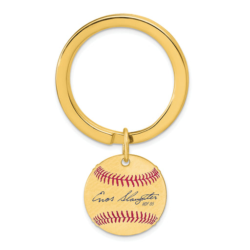 Gold-plating over Sterling Silver Enos Slaughter Hall of Fame Signature Epoxy Baseball Keychain
