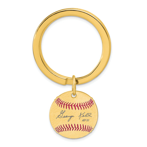 Gold-plating over Sterling Silver George Kell Hall of Fame Signature Epoxy Baseball Keychain