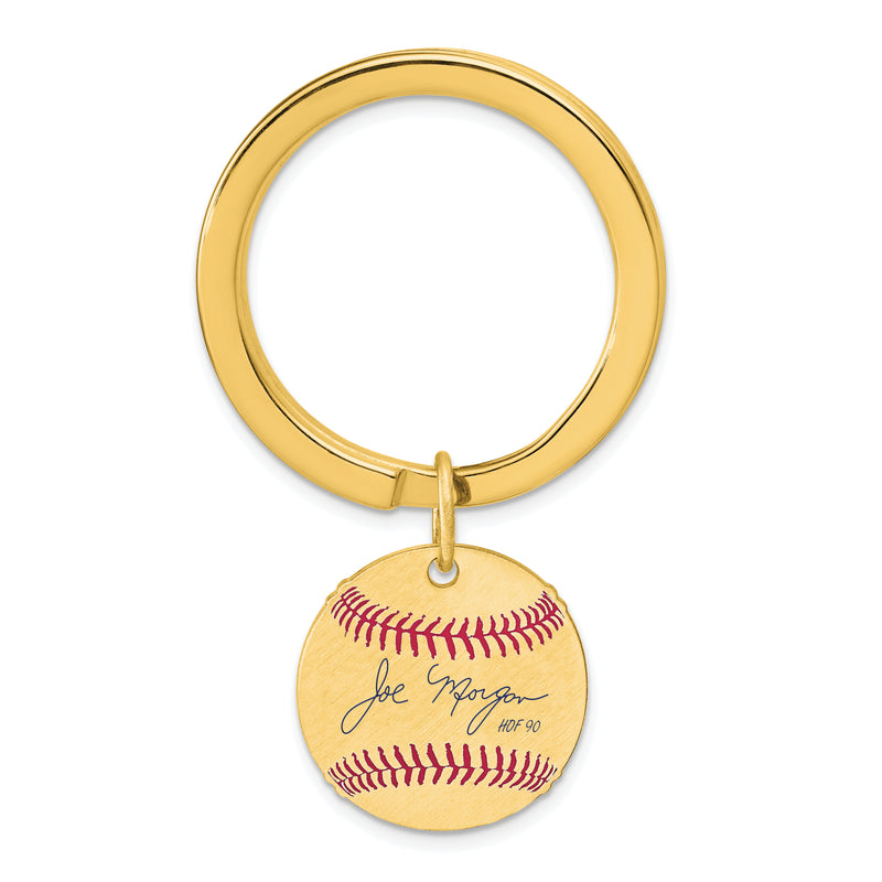 Gold-plating over Sterling Silver Joe Morgan Hall of Fame Signature Epoxy Baseball Keychain