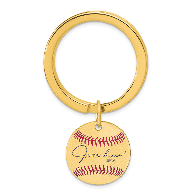 Gold-plating over Sterling Silver James JIM Rice Hall of Fame Signature Epoxy Baseball Keychain