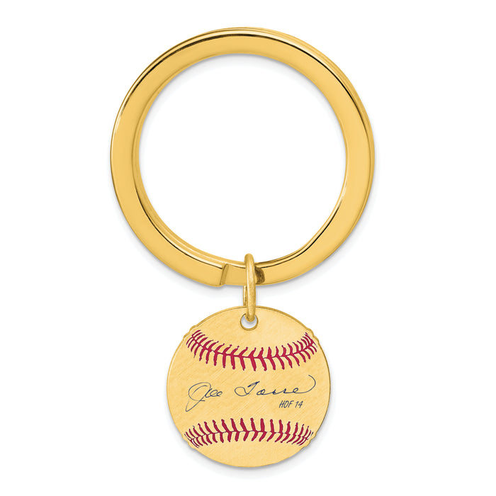 Gold-plating over Sterling Silver Joe Torre Hall of Fame Signature Epoxy Baseball Keychain