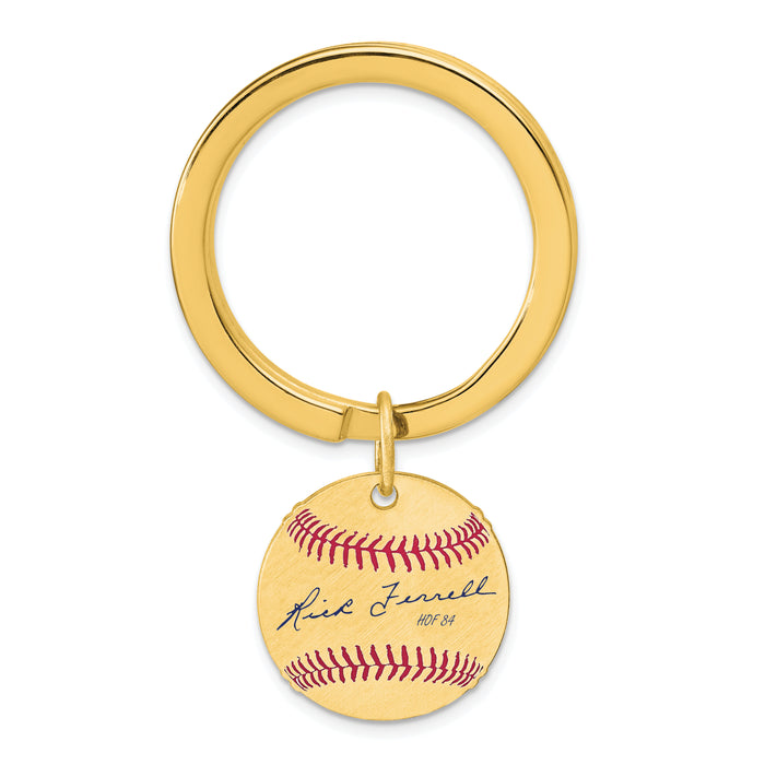 Gold-plating over Sterling Silver Rick Ferrell Hall of Fame Signature Epoxy Baseball Keychain