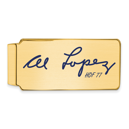 Gold-plating over Sterling Silver Al Lopez Hall of Fame Signature Epoxy Money Clip
