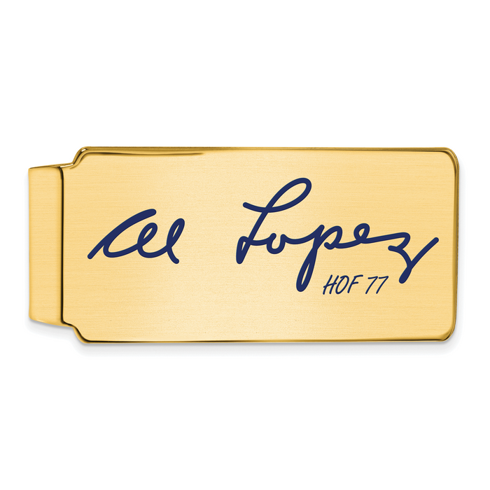 Gold-plating over Sterling Silver Al Lopez Hall of Fame Signature Epoxy Money Clip