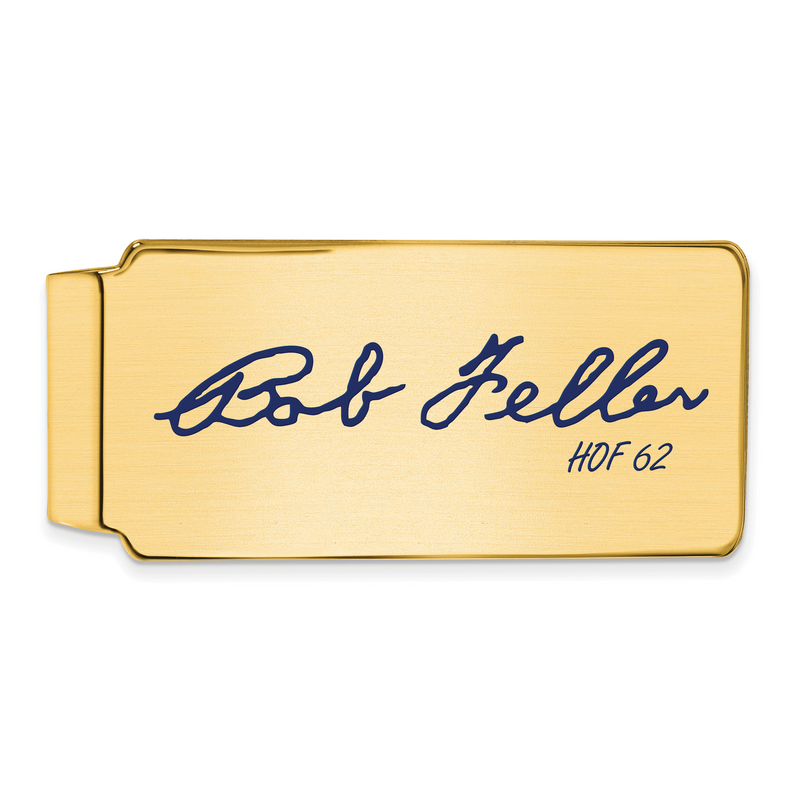 Gold-plating over Sterling Silver Bob Feller Hall of Fame Signature Epoxy Money Clip