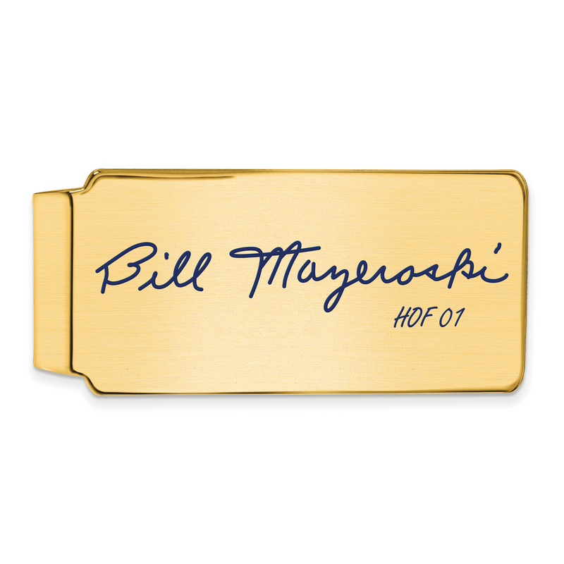 Gold-plating over Sterling Silver William BILL Mazeroski Hall of Fame Signature Epoxy Money Clip