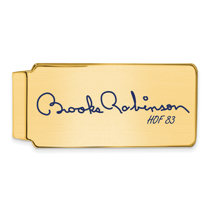 Gold-plating over Sterling Silver Brooks Robinson Hall of Fame Signature Epoxy Money Clip