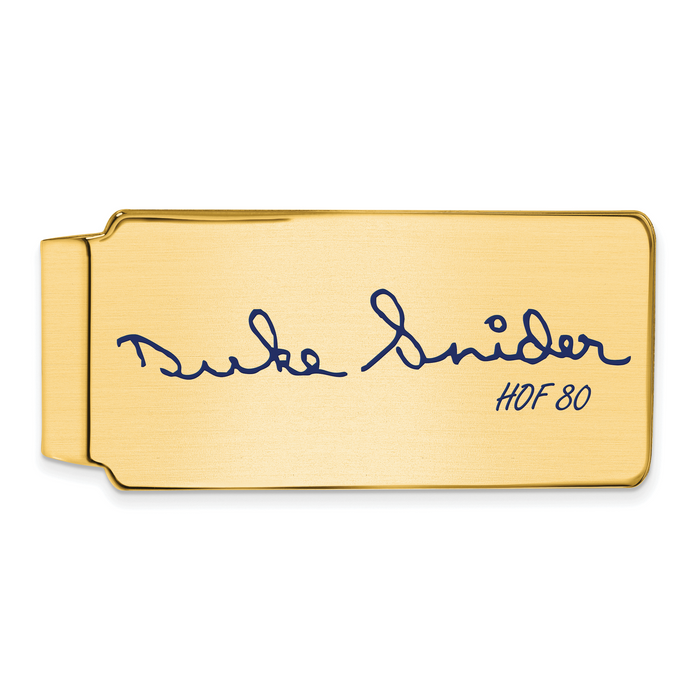 Gold-plating over Sterling Silver Edwin Donald DUKE Snider Hall of Fame Signature Epoxy Money Clip