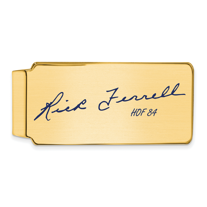 Gold-plating over Sterling Silver Rick Ferrell Hall of Fame Signature Epoxy Money Clip
