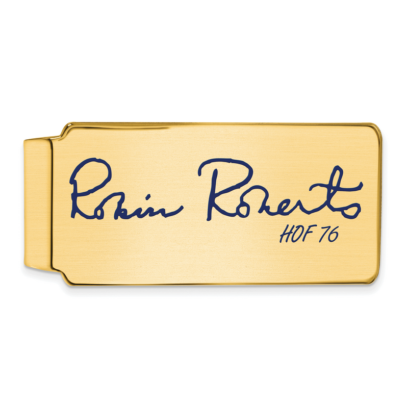 Gold-plating over Sterling Silver Robin Roberts Hall of Fame Signature Epoxy Money Clip