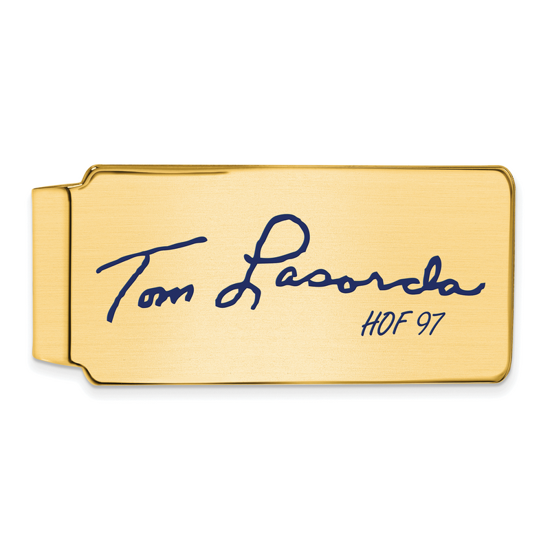 Gold-plating over Sterling Silver Tom Lasorda Hall of Fame Signature Epoxy Money Clip