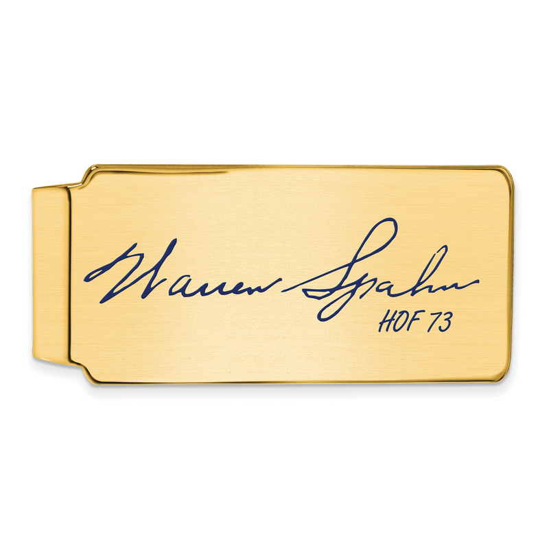 Gold-plating over Sterling Silver Warren Spahn Hall of Fame Signature Epoxy Money Clip