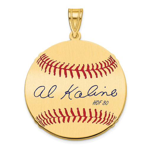 Gold-plating over Sterling Silver Al Kaline Hall of Fame Signature Medium Epoxy Baseball Pendant