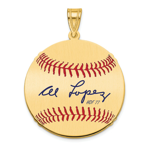 Gold-plating over Sterling Silver Al Lopez Hall of Fame Signature Medium Epoxy Baseball Pendant