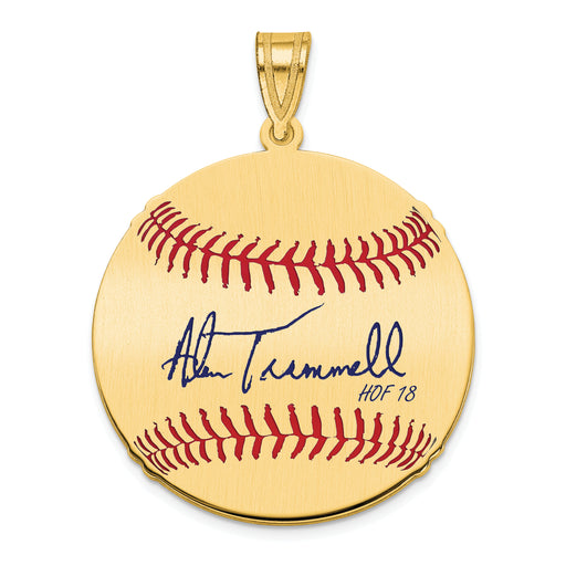 Gold-plating over Sterling Silver Alan Trammell Hall of Fame Signature Medium Epoxy Baseball Pendant