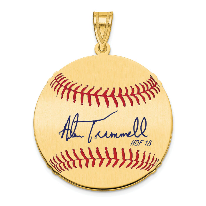 Gold-plating over Sterling Silver Alan Trammell Hall of Fame Signature Medium Epoxy Baseball Pendant