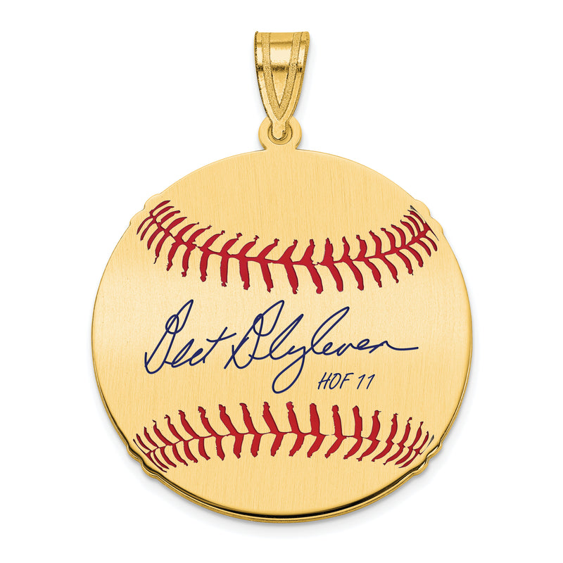 Gold-plating over Sterling Silver Bert Blyleven Hall of Fame Signature Medium Epoxy Baseball Pendant