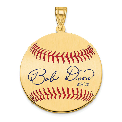 Gold-plating over Sterling Silver Bobby Doerr Hall of Fame Signature Medium Epoxy Baseball Pendant