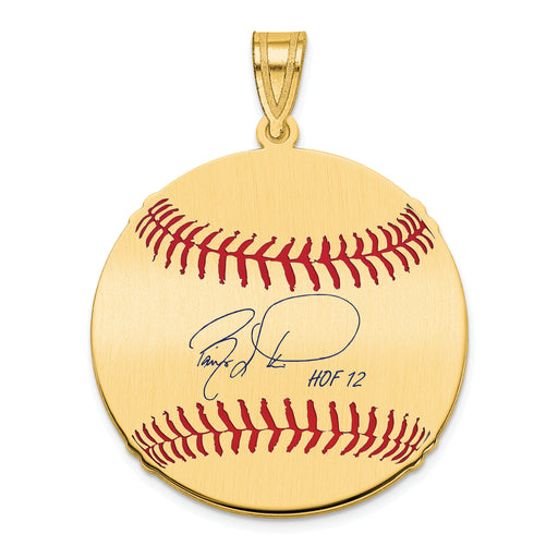 Gold-plating over Sterling Silver Barry Larkin Hall of Fame Signature Medium Epoxy Baseball Pendant