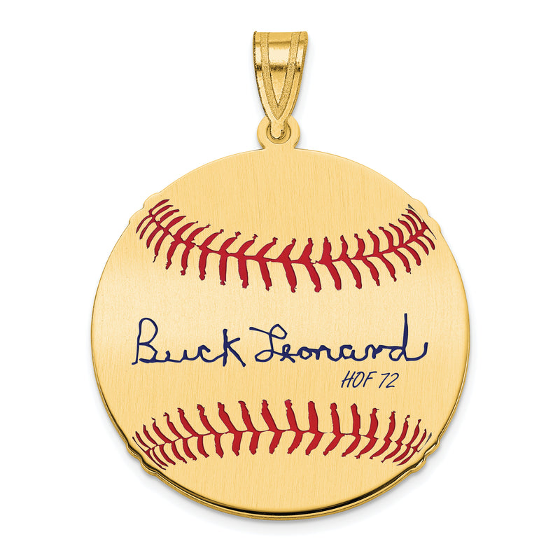 Gold-plating over Sterling Silver Walter BUCK Leonard Hall of Fame Signature Medium Epoxy Baseball Pendant