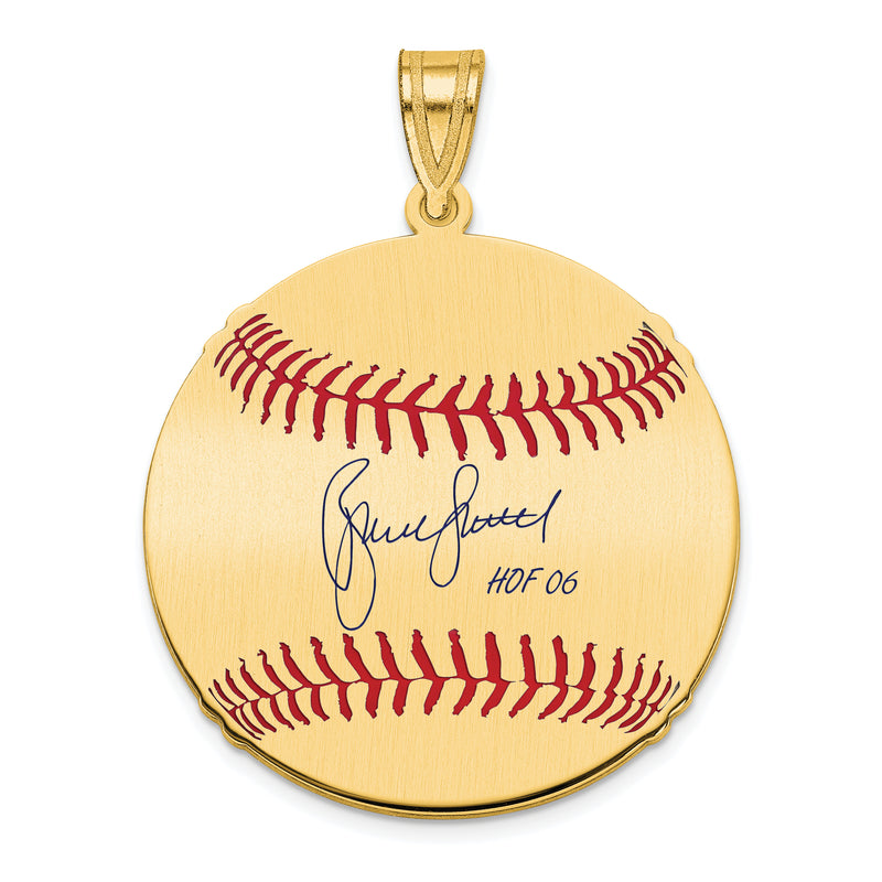 Gold-plating over Sterling Silver Bruce Sutter Hall of Fame Signature Medium Epoxy Baseball Pendant