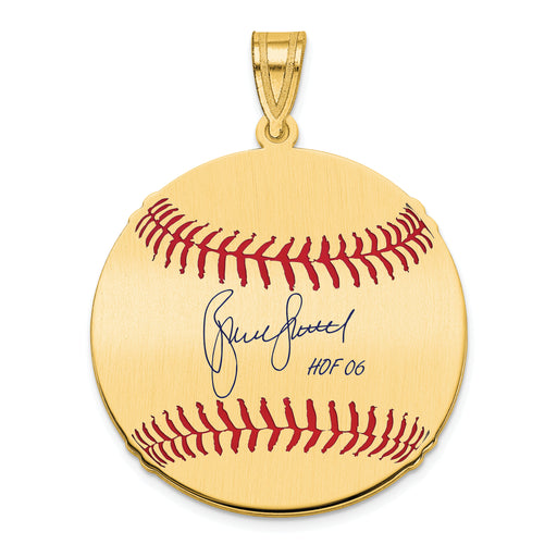 Gold-plating over Sterling Silver Bruce Sutter Hall of Fame Signature Medium Epoxy Baseball Pendant