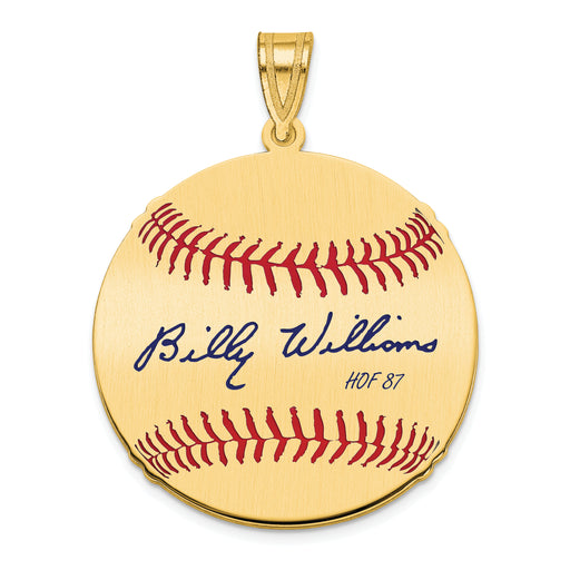 Gold-plating over Sterling Silver Billy Williams Hall of Fame Signature Medium Epoxy Baseball Pendant