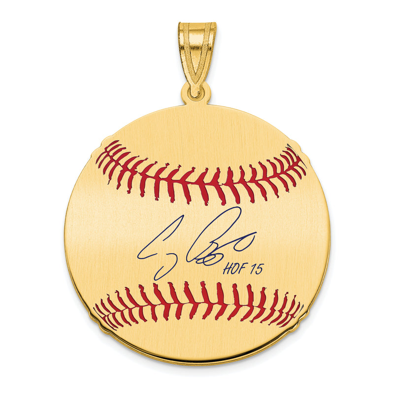 Gold-plating over Sterling Silver Craig Biggio Hall of Fame Signature Medium Epoxy Baseball Pendant
