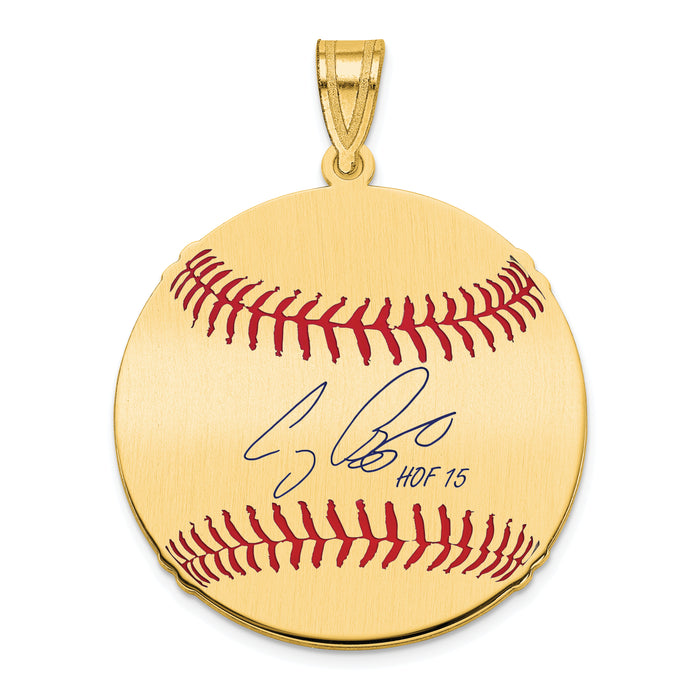 Gold-plating over Sterling Silver Craig Biggio Hall of Fame Signature Medium Epoxy Baseball Pendant