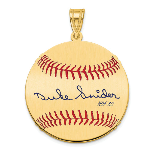 Gold-plating over Sterling Silver Edwin Donald DUKE Snider Hall of Fame Signature Medium Epoxy Baseball Pendant