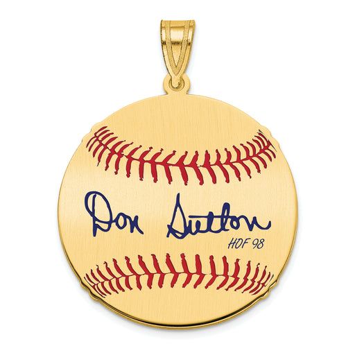 Gold-plating over Sterling Silver Don Sutton Hall of Fame Signature Medium Epoxy Baseball Pendant
