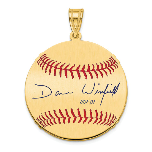 Gold-plating over Sterling Silver Dave Winfield Hall of Fame Signature Medium Epoxy Baseball Pendant