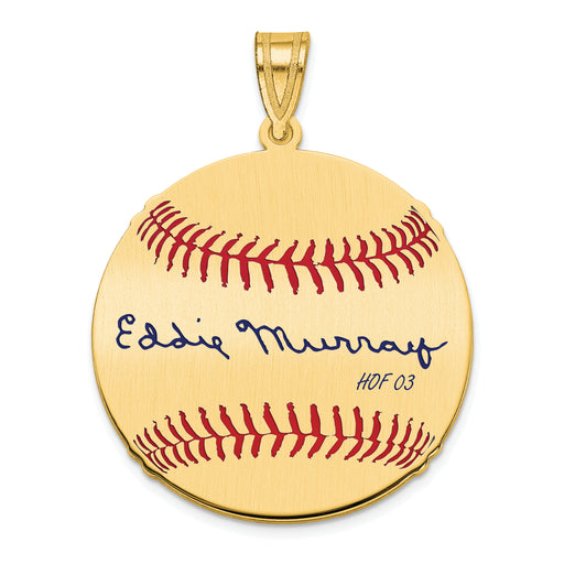 Gold-plating over Sterling Silver Eddie Murray Hall of Fame Signature Medium Epoxy Baseball Pendant