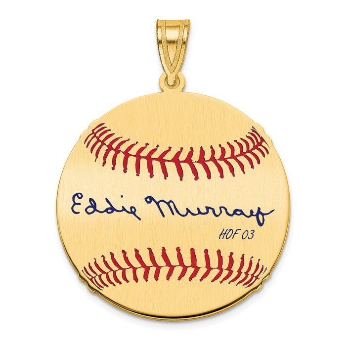 Gold-plating over Sterling Silver Eddie Murray Hall of Fame Signature Medium Epoxy Baseball Pendant