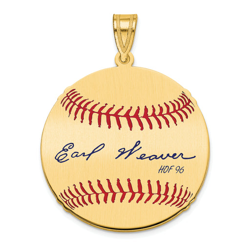 Gold-plating over Sterling Silver Earl Weaver Hall of Fame Signature Medium Epoxy Baseball Pendant