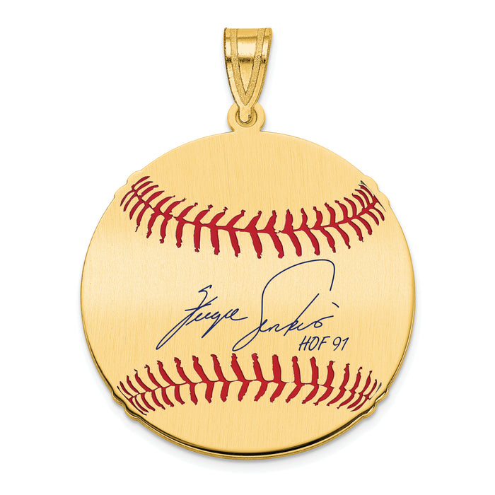 Gold-plating over Sterling Silver Fergie Jenkins Hall of Fame Signature Medium Epoxy Baseball Pendant