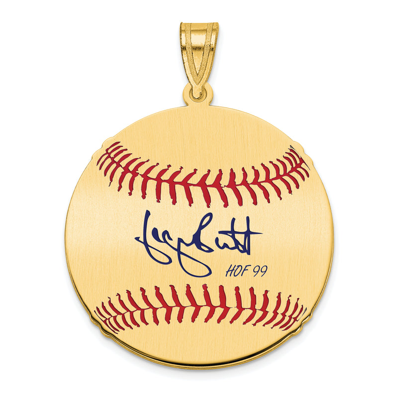 Gold-plating over Sterling Silver George Brett Hall of Fame Signature Medium Epoxy Baseball Pendant