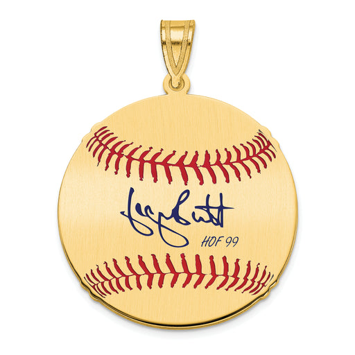 Gold-plating over Sterling Silver George Brett Hall of Fame Signature Medium Epoxy Baseball Pendant