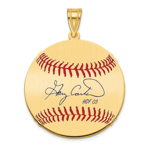 Gold-plating over Sterling Silver Gary Carter Hall of Fame Signature Medium Epoxy Baseball Pendant