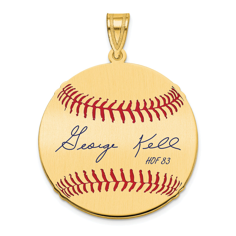 Gold-plating over Sterling Silver George Kell Hall of Fame Signature Medium Epoxy Baseball Pendant