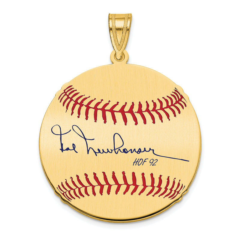 Gold-plating over Sterling Silver Hal Newhouser Hall of Fame Signature Medium Epoxy Baseball Pendant