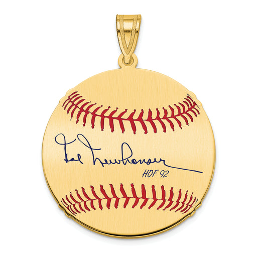 Gold-plating over Sterling Silver Hal Newhouser Hall of Fame Signature Medium Epoxy Baseball Pendant