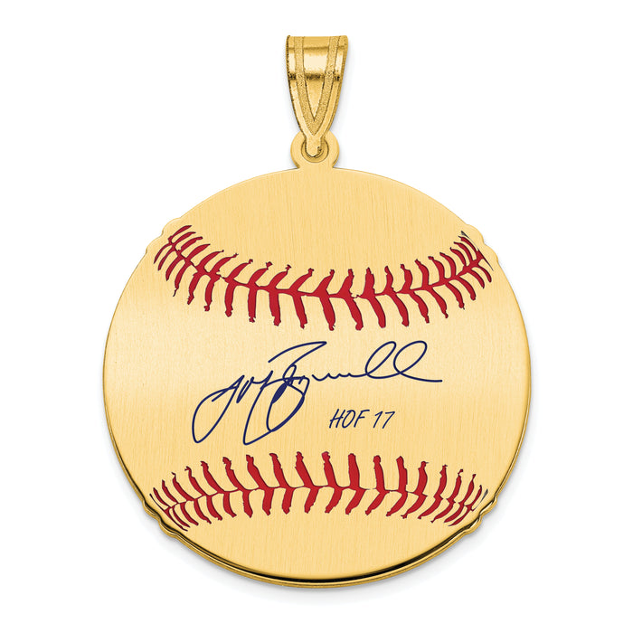 Gold-plating over Sterling Silver Jeff Bagwell Hall of Fame Signature Medium Epoxy Baseball Pendant
