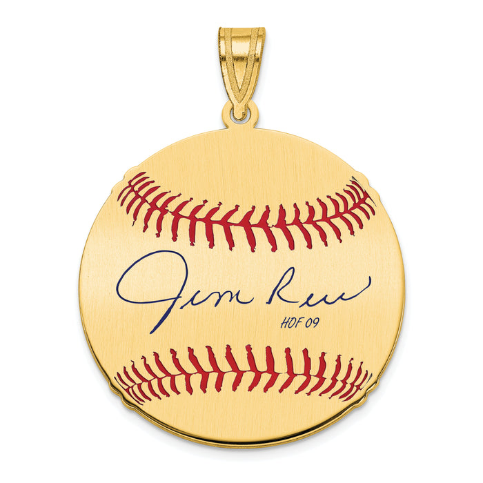 Gold-plating over Sterling Silver James JIM Rice Hall of Fame Signature Medium Epoxy Baseball Pendant