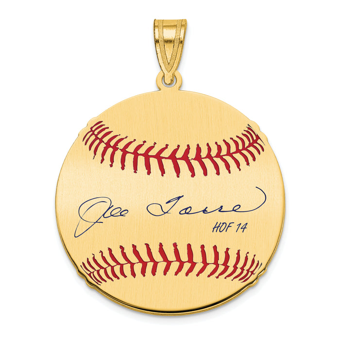 Gold-plating over Sterling Silver Joe Torre Hall of Fame Signature Medium Epoxy Baseball Pendant